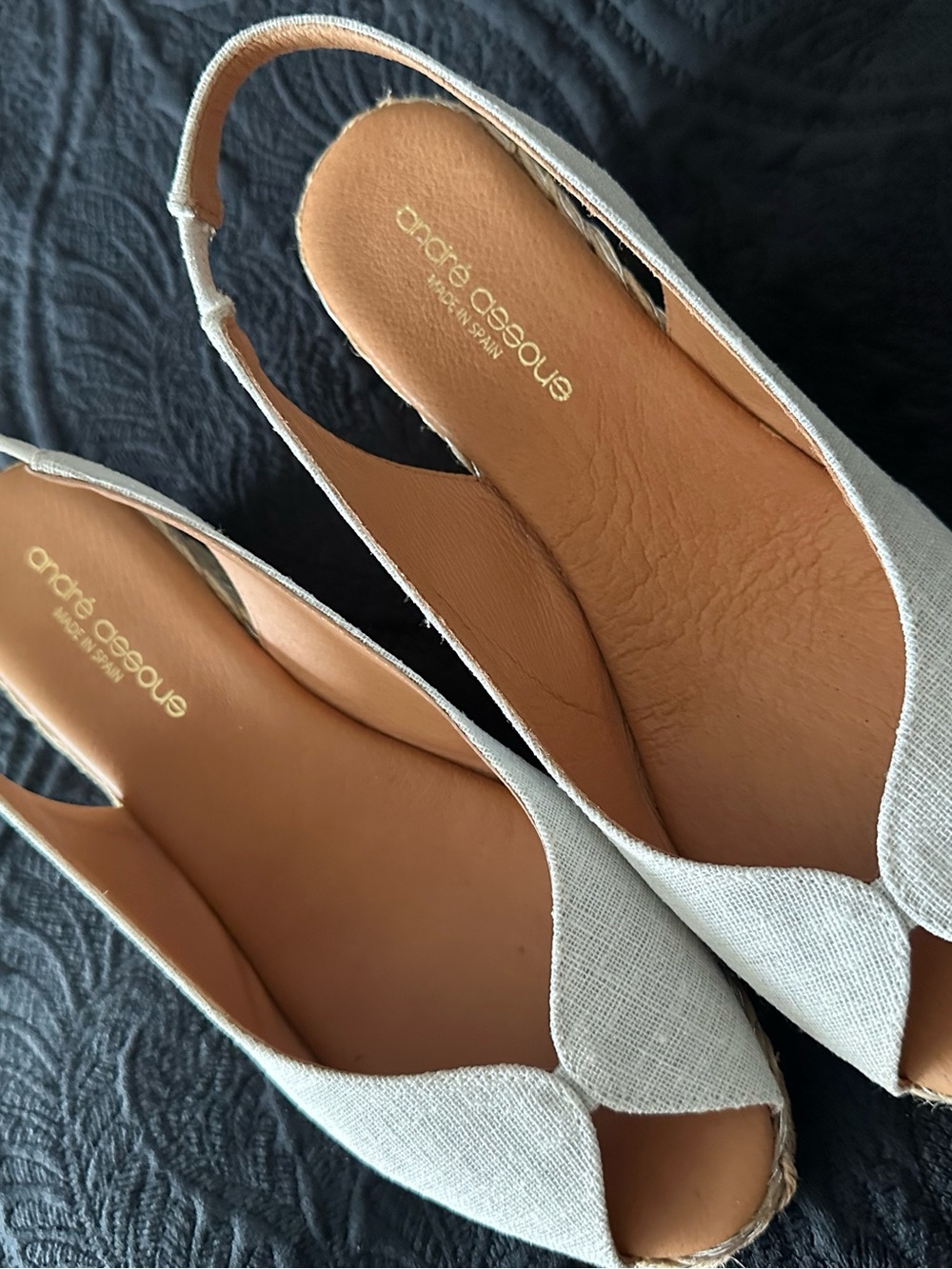 Andre Assous Light Beige Slingback Espadrille Wedges - Picture 3 of 14